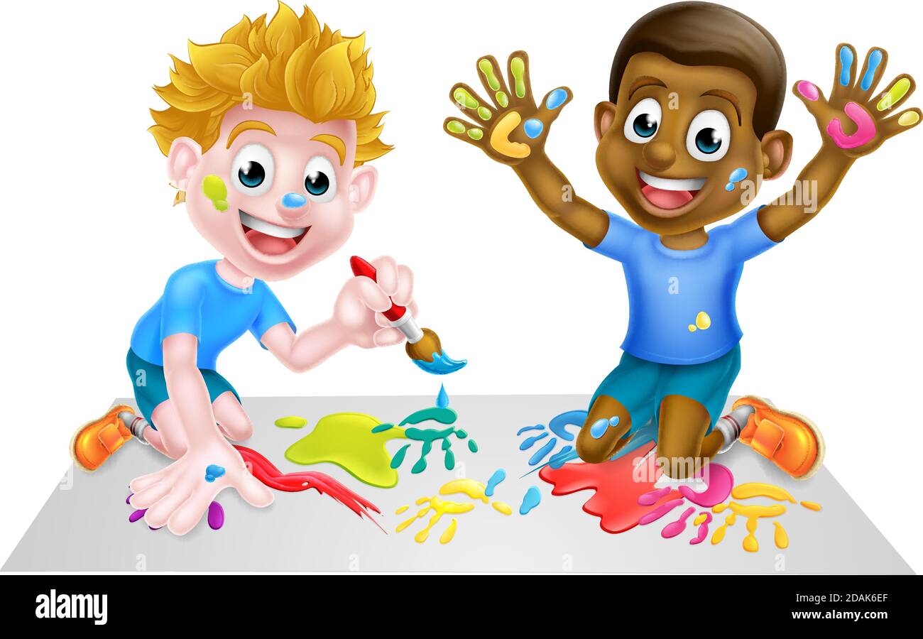 Cartoon Children Painting Stock Vector Image & Art - Alamy