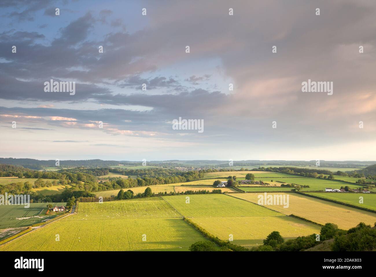 A view of the Nadder Valley in Wiltshire near the village of Ansty. Stock Photo