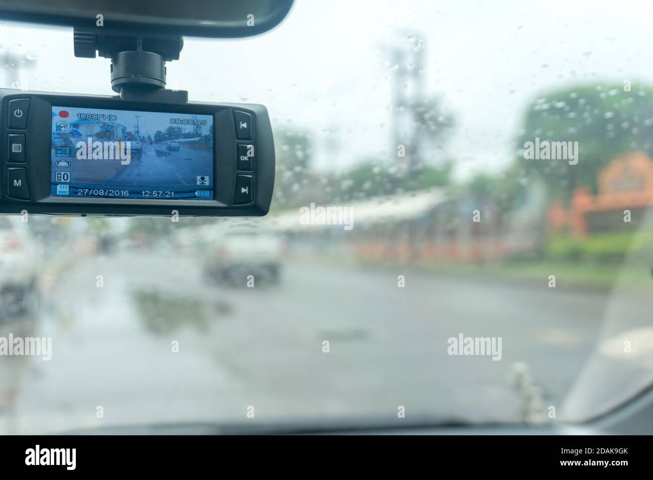 Safety camera car on the road. Stock Photo