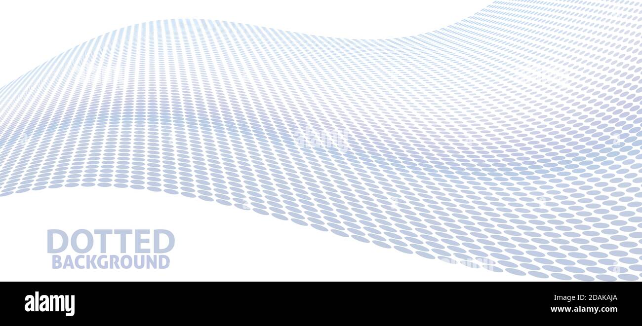 Abstract periwinkle gray dotted wave with halftone effect on white background. Vector graphic template Stock Vector