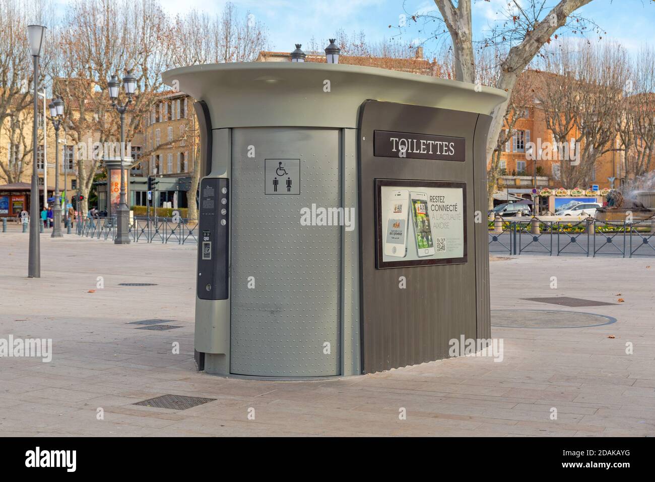 Disco Toilette bathroom with toilette seat in colored light games at Quai  De La Joliette in Marseille France Stock Photo - Alamy