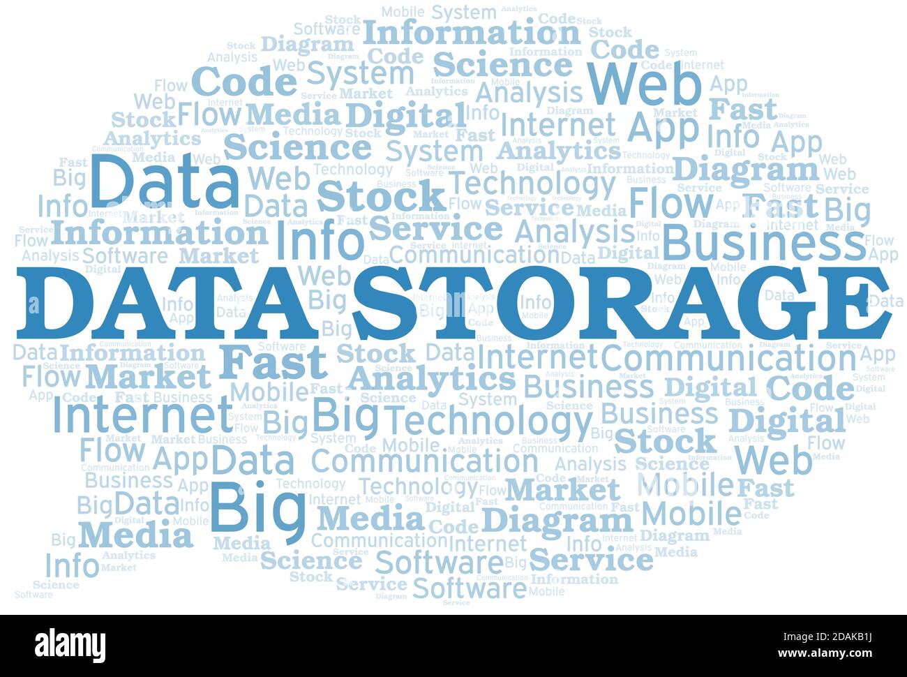 Data Storage vector word cloud, made with the text only. Stock Vector