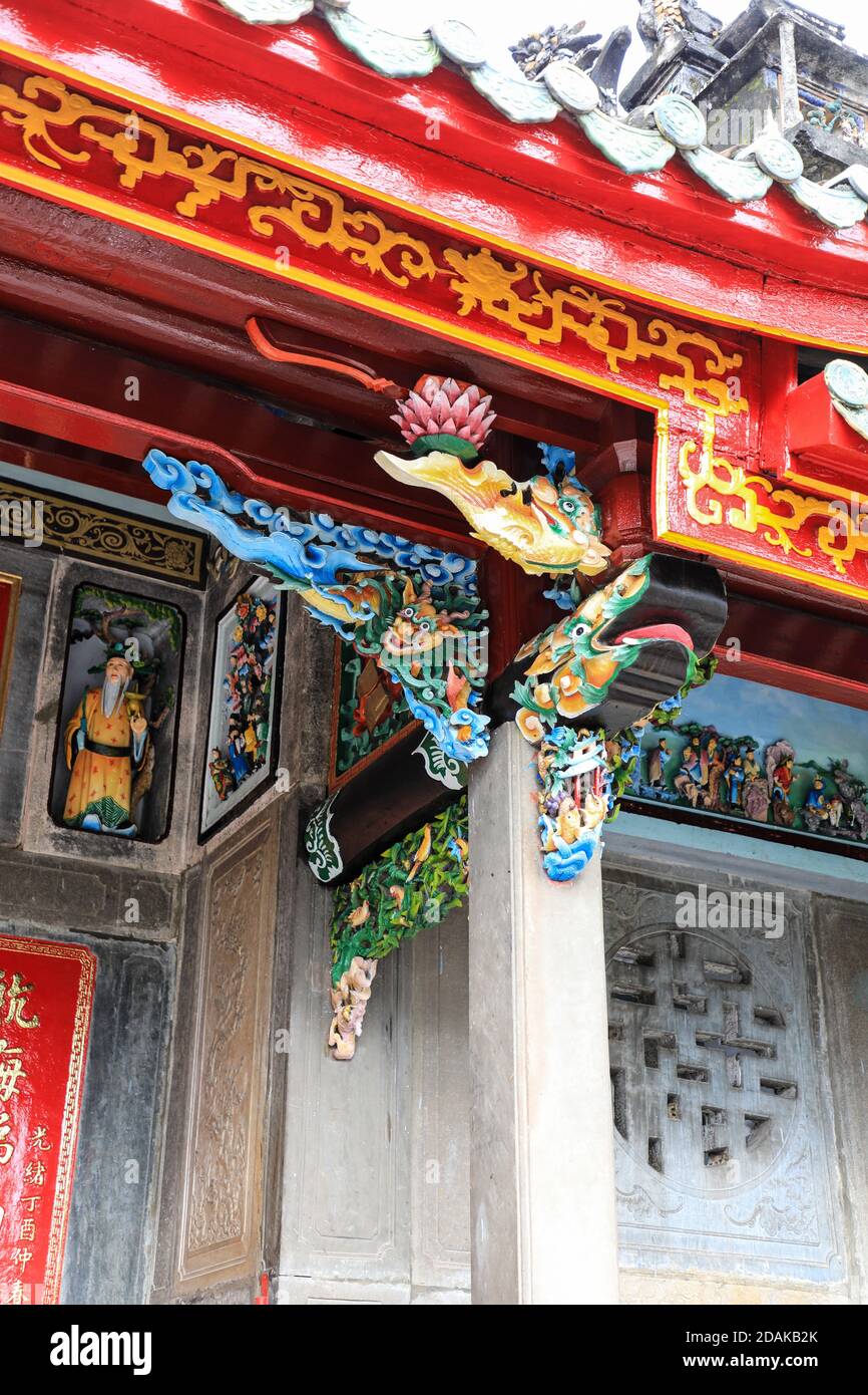 Decorative paintwork at the Chinese Assembly Hall, Hoi An, Vietnam, Asia Stock Photo