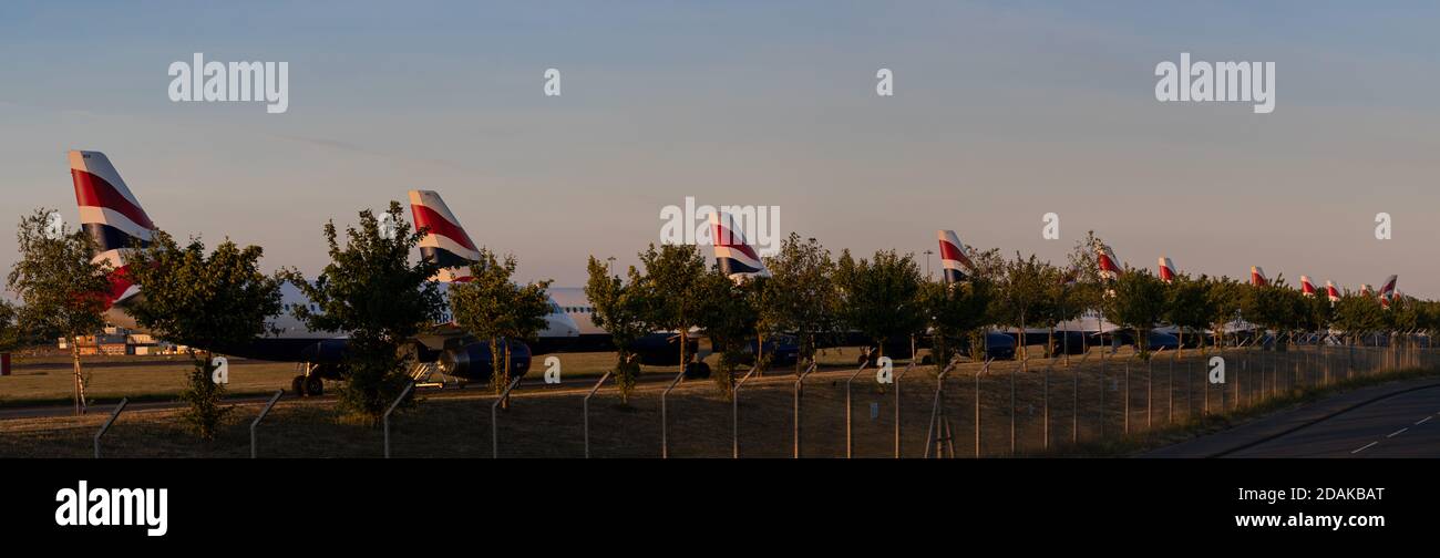 Grounded British Airways planes at Bournemouth International airport Stock Photo