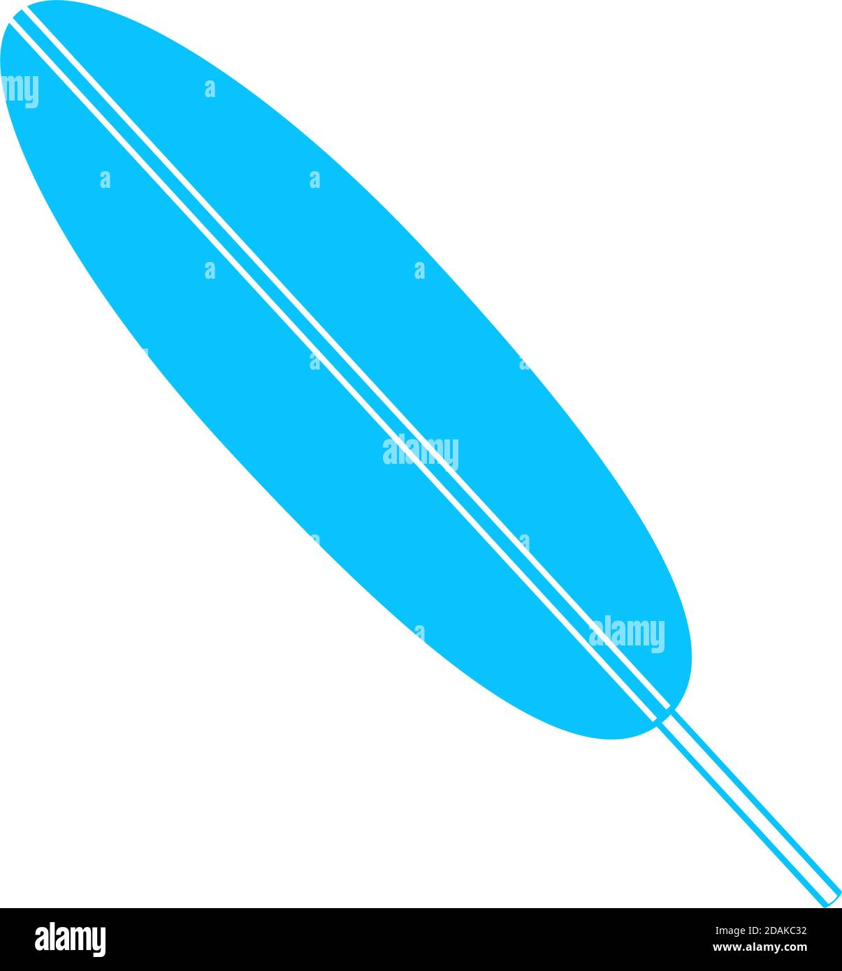 Feather icon flat. Blue pictogram on white background. Vector ...