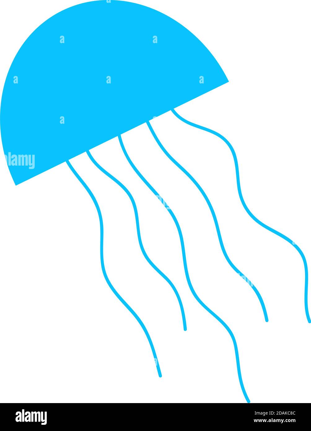 Jellyfish icon flat. Blue pictogram on white background. Vector ...