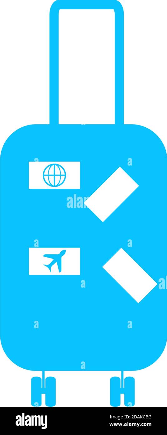 Travel bag icon flat. Blue pictogram on white background. Vector ...