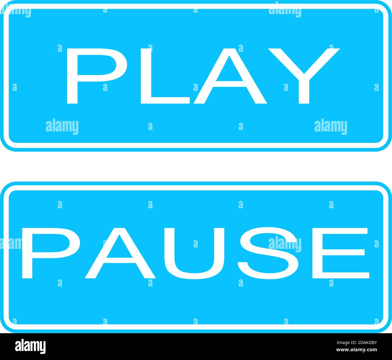 Play and pause button icon flat. Blue pictogram on white background ...