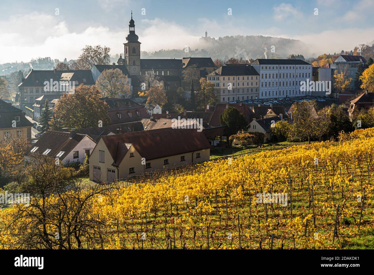 The Altenburg with its striking tower stands on a mountain cone on the edge of the Steigerwaldhöhe. The castle was the residence of the Bamberg prince-bishops from 1305 to 1553. Bamberg, Germany Stock Photo