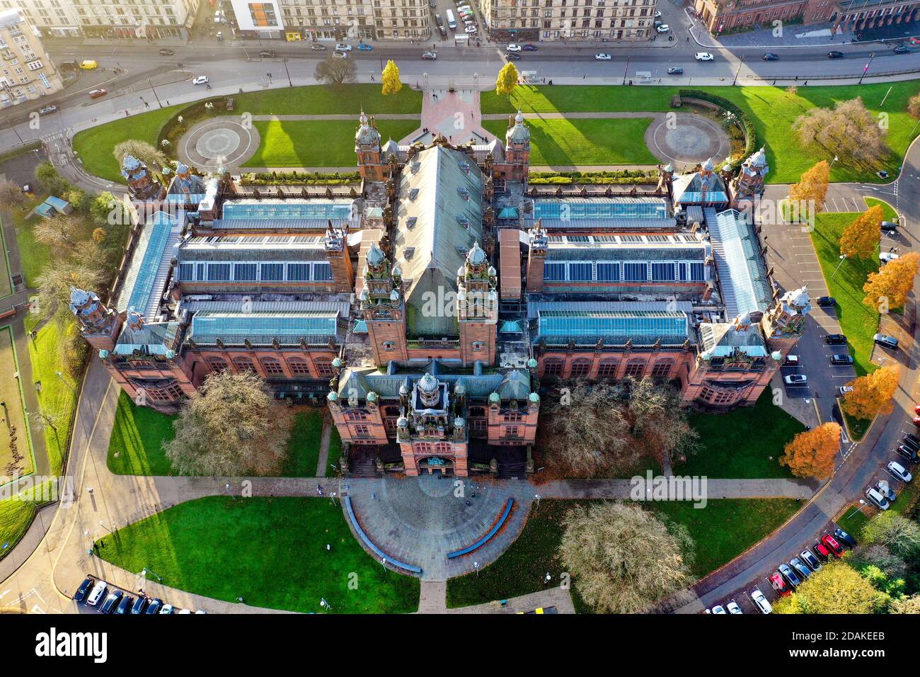Aerial drone view of Kelvingrove Art Gallery and Museum Glasgow Stock ...