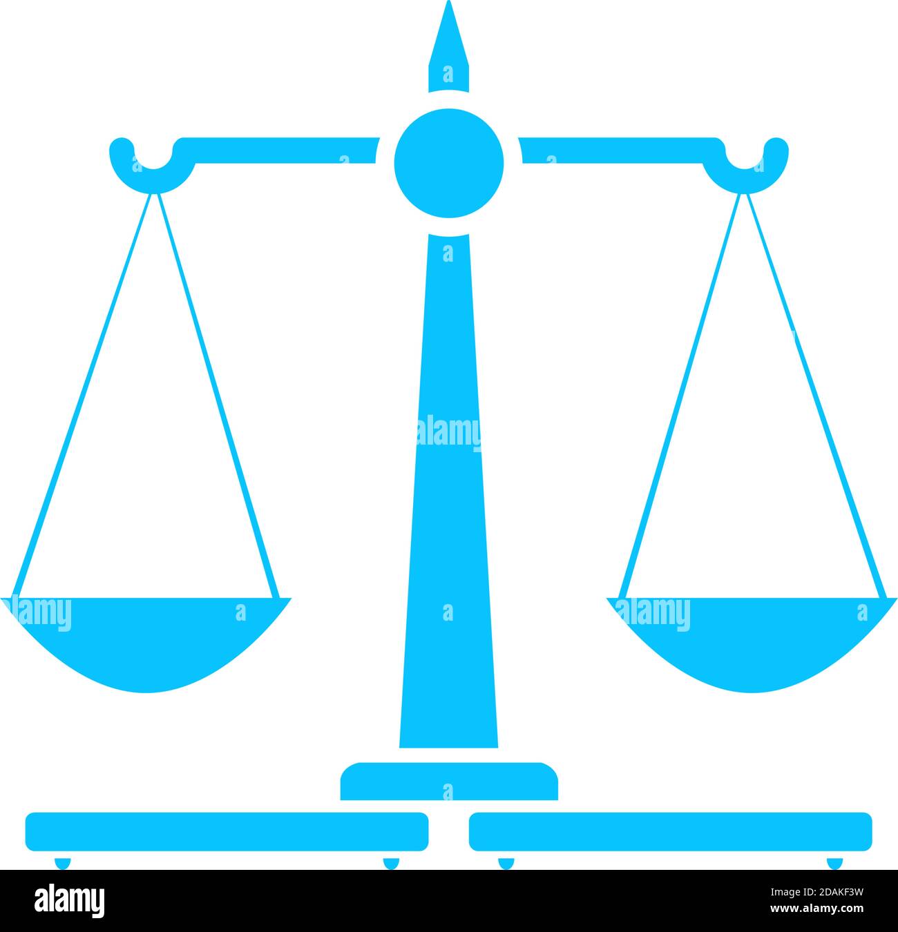 Justice Scales icon flat. Blue pictogram on white background. Vector illustration symbol Stock Vector