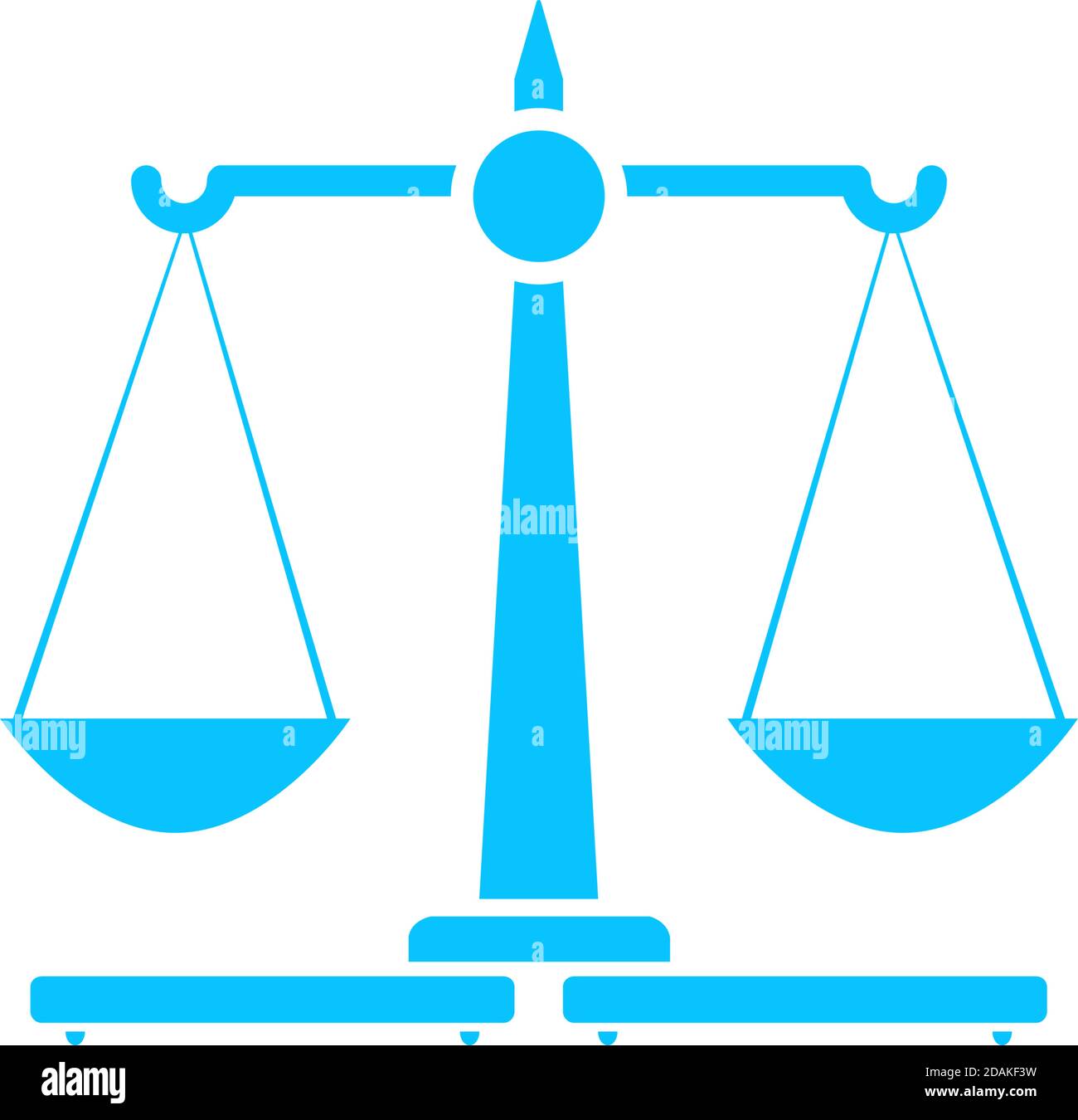 Justice Scales icon flat. Blue pictogram on white background. Vector