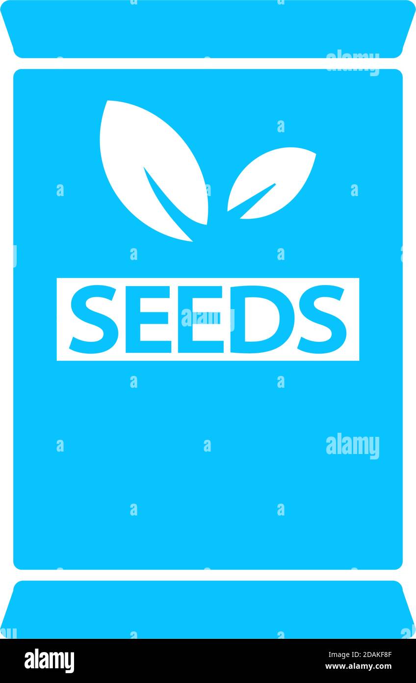 Seed sack icon flat. Blue pictogram on white background. Vector illustration symbol Stock Vector