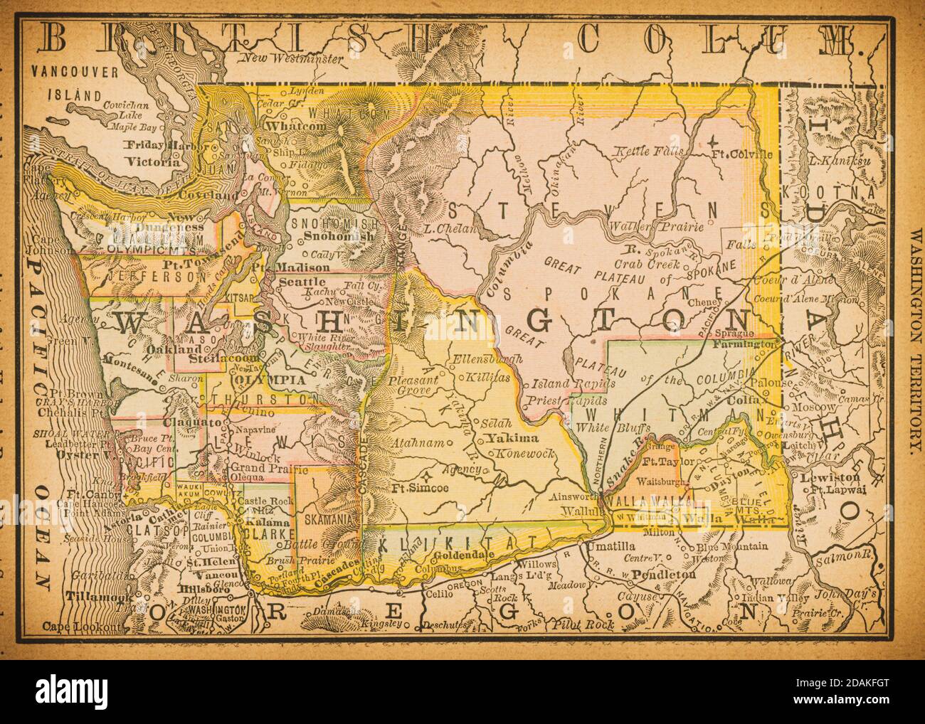 19th century map of Washington Territory. Published in New Dollar Atlas of the United States and 