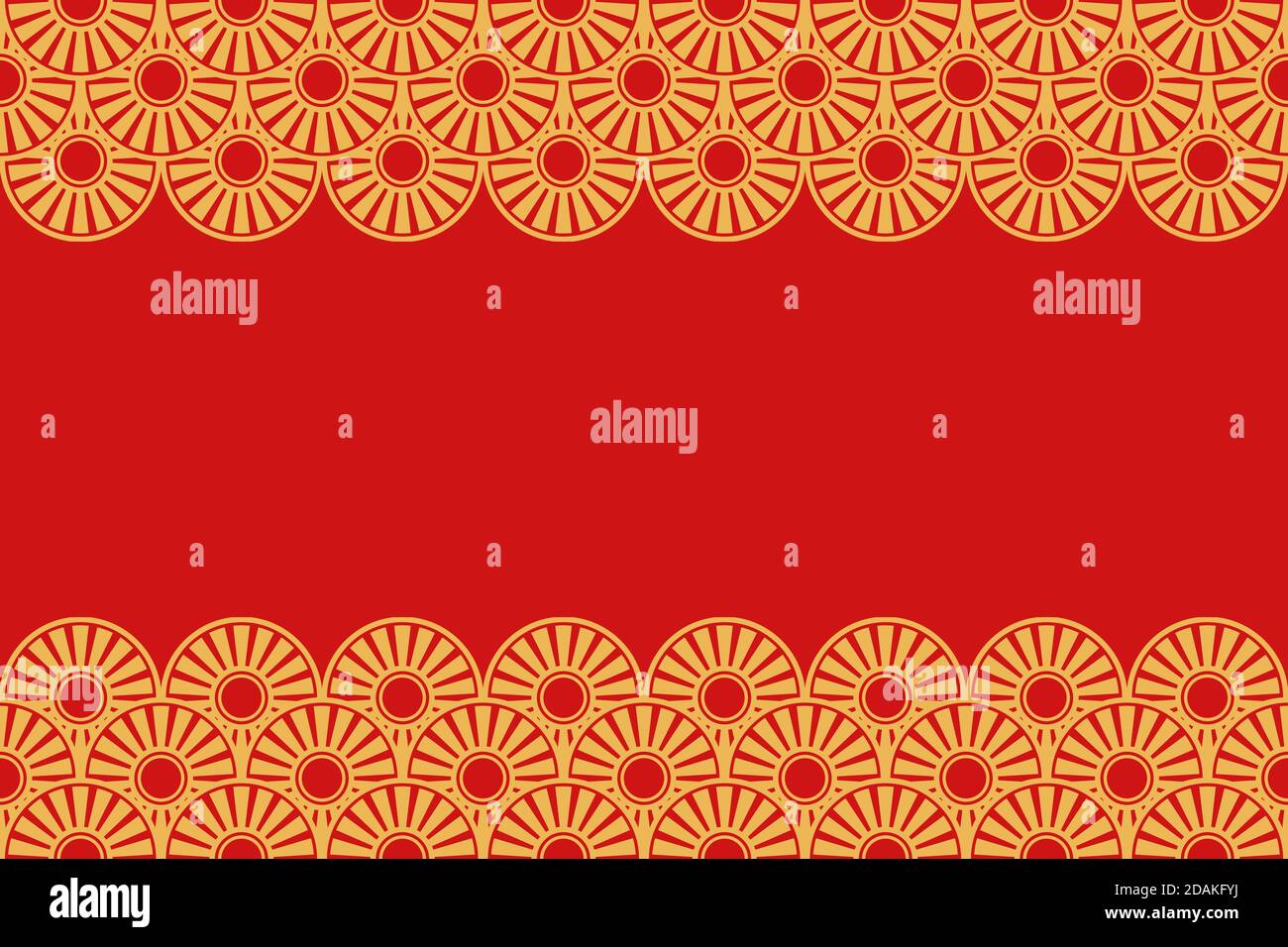 Seamless Horizontal Border Pattern Red And Gold Chinese Or Japanese Background With Space For Text Or Decoration Oriental Theme Vector Color Stock Vector Image Art Alamy