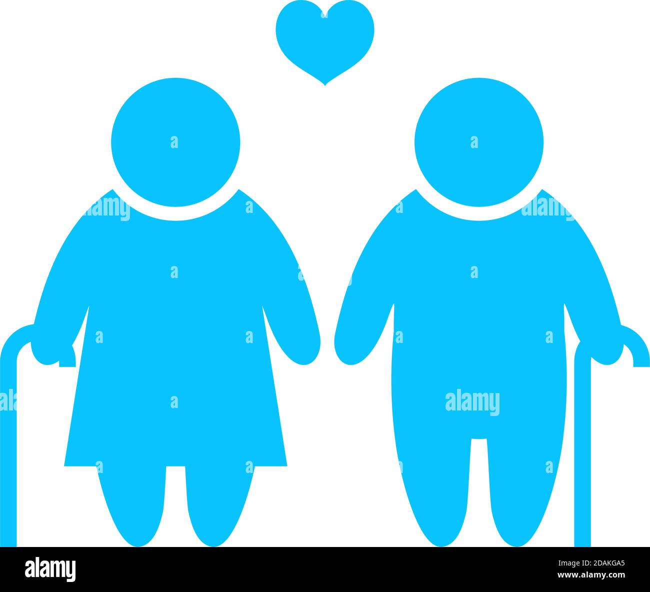 Old couple love people icon flat. Blue pictogram on white background. Vector illustration symbol Stock Vector