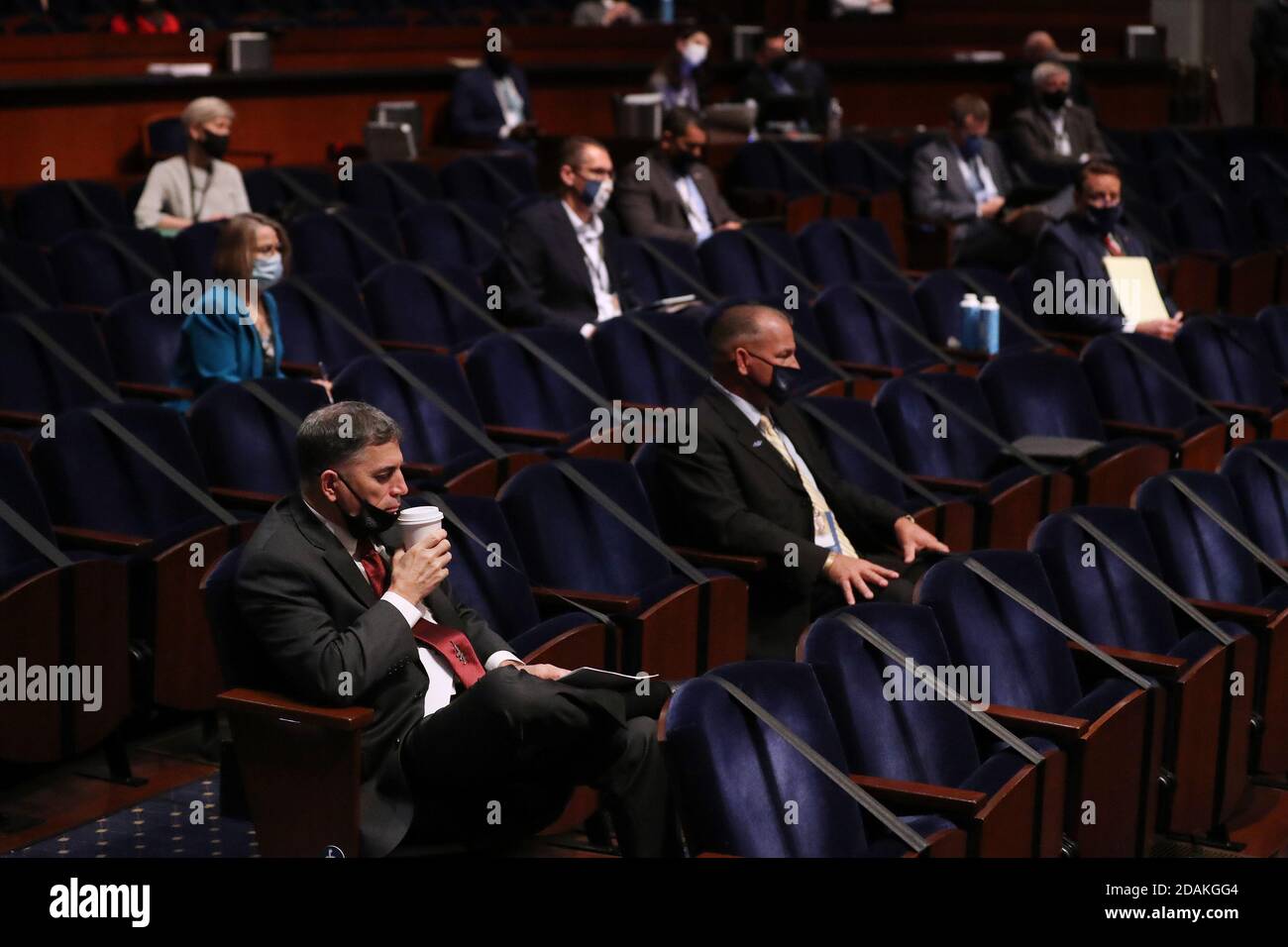 Newly-elected members of the U.S. House of Representatives attend a briefing by current chiefs of staff during orientation in the U.S. Capitol Visitors Center Congressional Auditorium on Friday, November 13, 2020 in Washington, DC. Although about a dozen races have yet to be called across the country -- and at least one new member at home due to a coronavirus infection -- about 50 new members of Congress gathered to start the process of hiring staff and setting up offices as they transition to Washington.  Photo by Chip Somodevilla/UPI Stock Photo