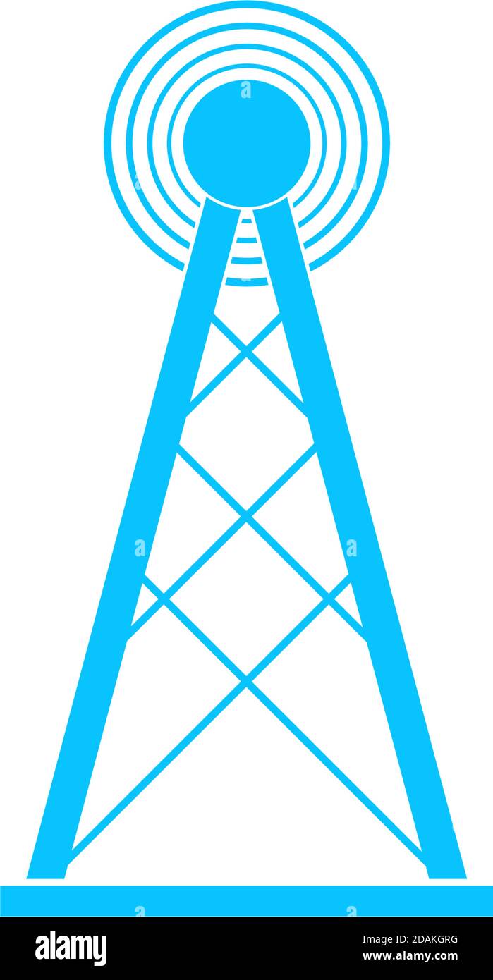 Radiolocation radar icon flat. Blue pictogram on white background ...