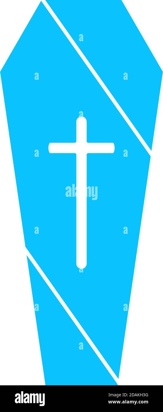 Coffin icon flat. Blue pictogram on white background. Vector illustration symbol Stock Vector