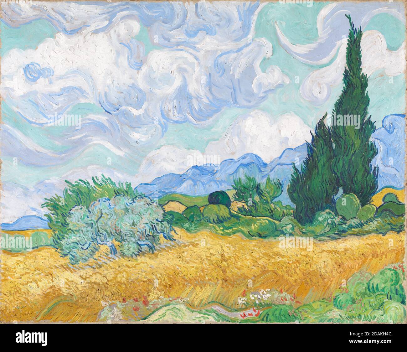 A wheatfield with cypresses, 1889. Oil on canvas, 72,1 x 90,9 cm NG3861. Museum: NATIONAL GALLERY, LONDRES, UK. Author: VINCENT VAN GOGH. Stock Photo
