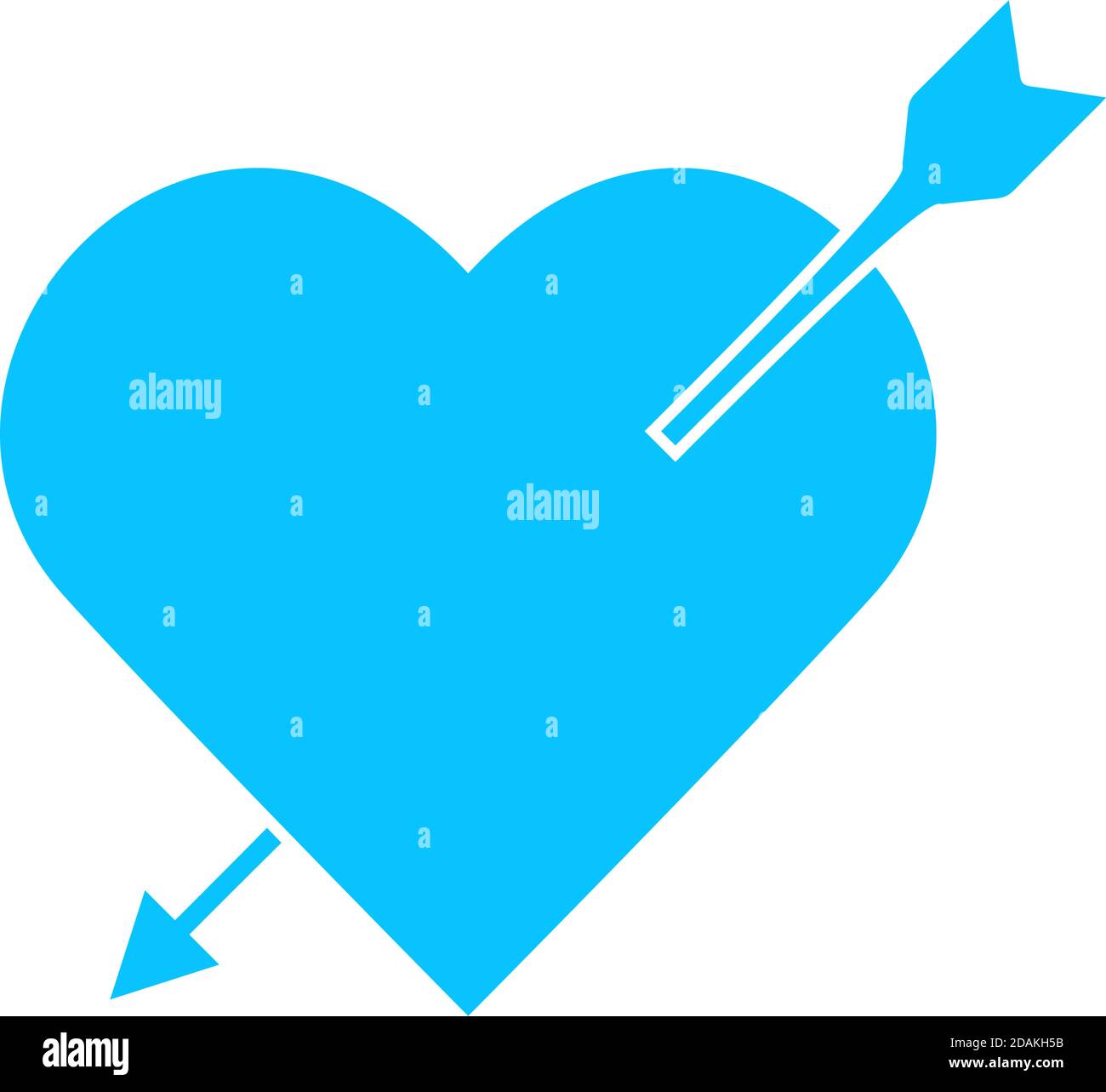 Heart with arrow icon flat. Blue pictogram on white background. Vector ...