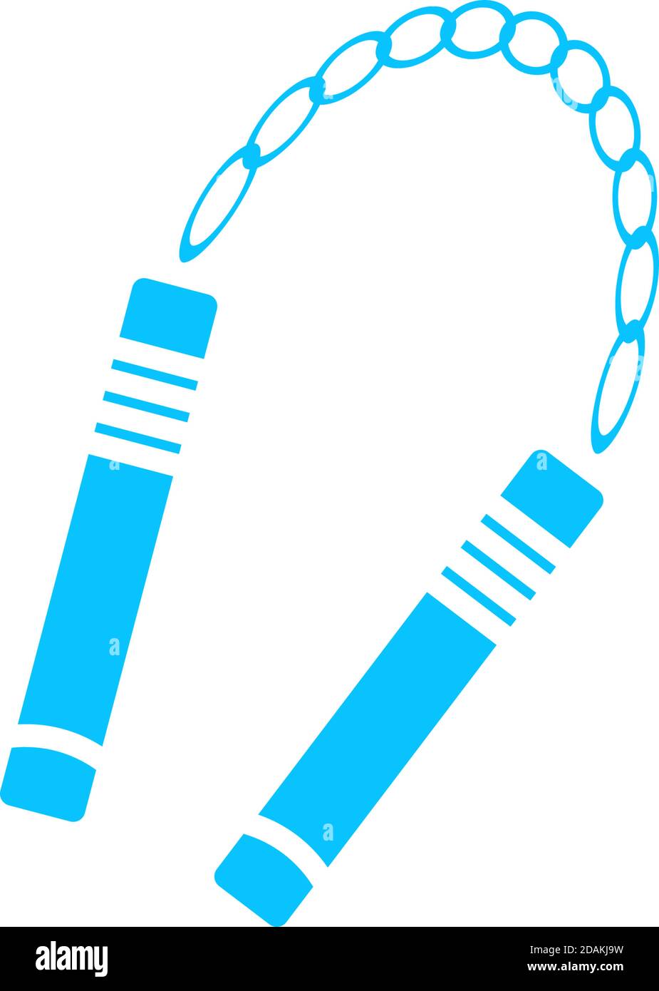 Nunchaku weapon icon flat. Blue pictogram on white background. Vector illustration symbol Stock Vector