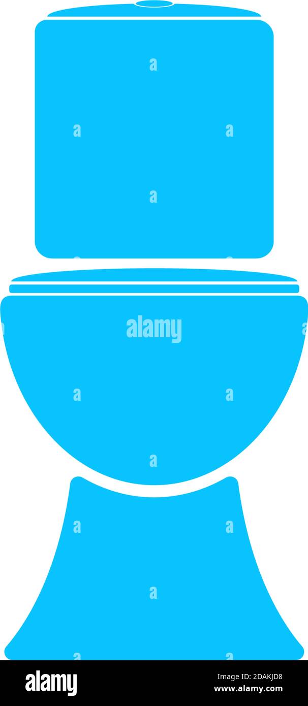 Toilet Bowl icon flat. Blue pictogram on white background. Vector illustration symbol Stock Vector