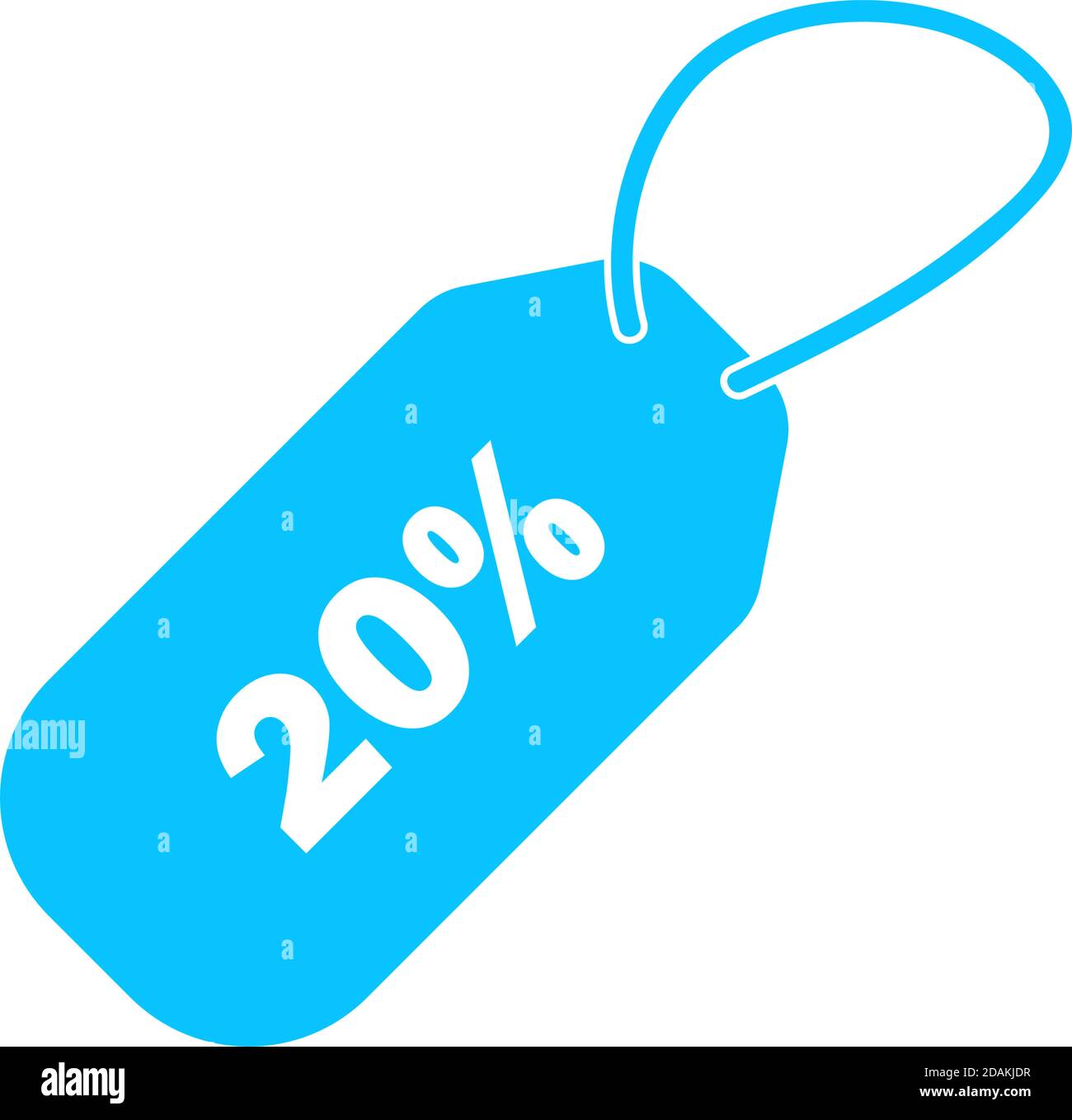 20 percent discount icon flat. Blue pictogram on white background