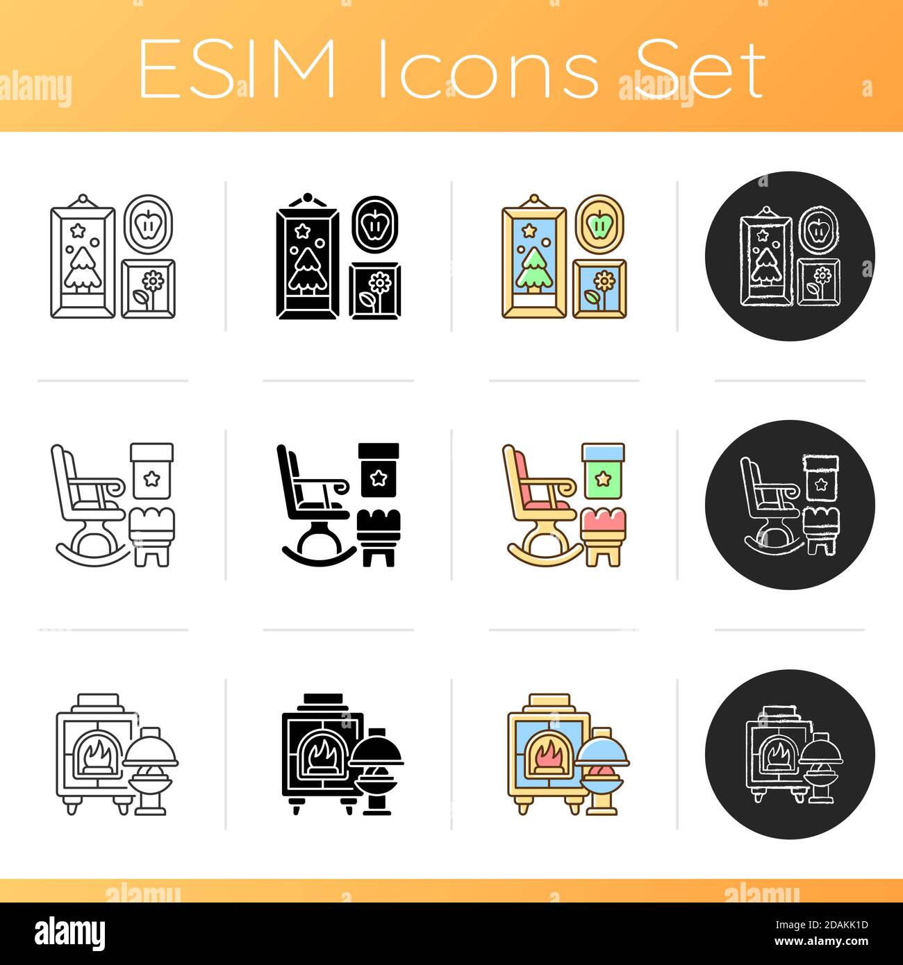 Style ideas for home icons set Stock Vector