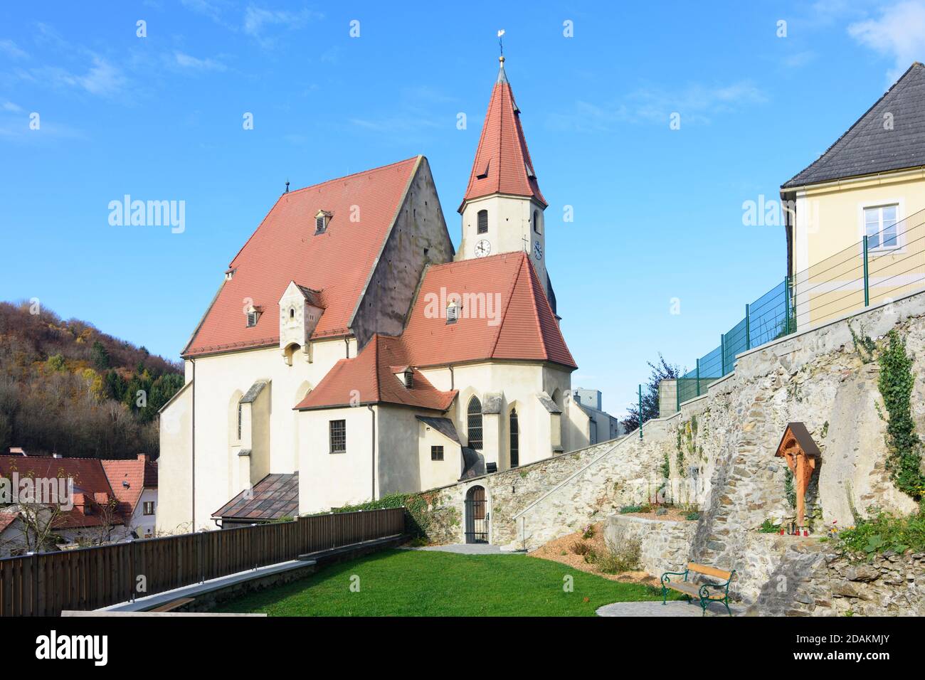 Edlitz: fortified church Edlitz, Wiener Alpen, Alps, Niederösterreich, Lower Austria, Austria Stock Photo