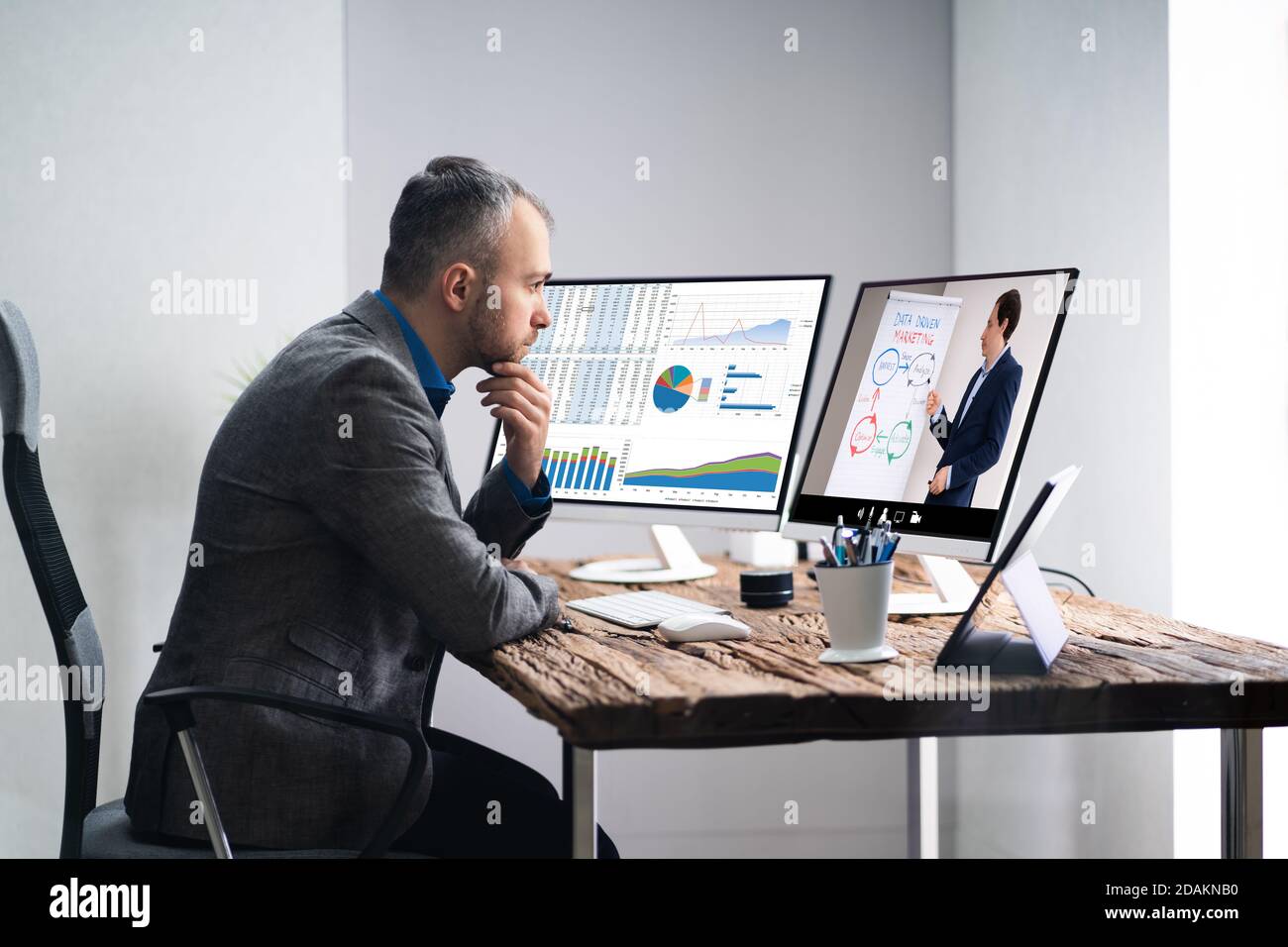 Online Virtual Lecture Webinar Or Training Tutorial Stock Photo