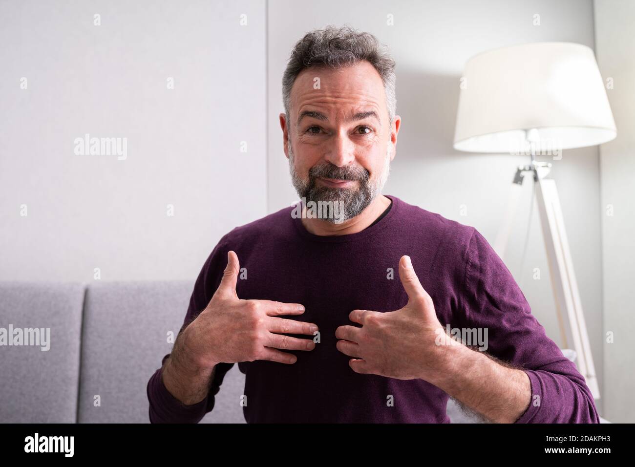 Senior Learning Sign Language For Deaf Disabled Stock Photo