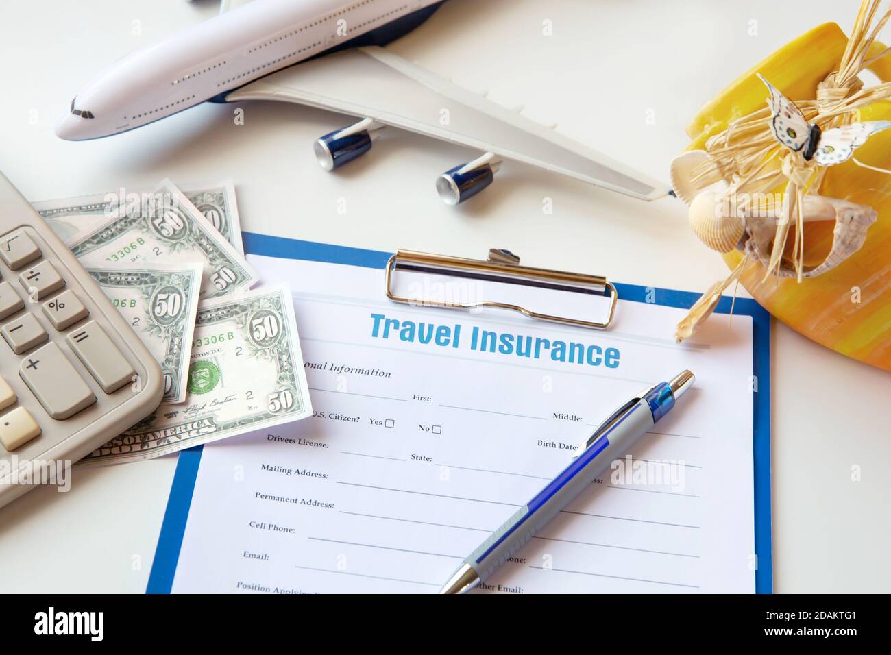 Insurance concept. Travel and Accident Insurance. Insurance policy Stock Photo