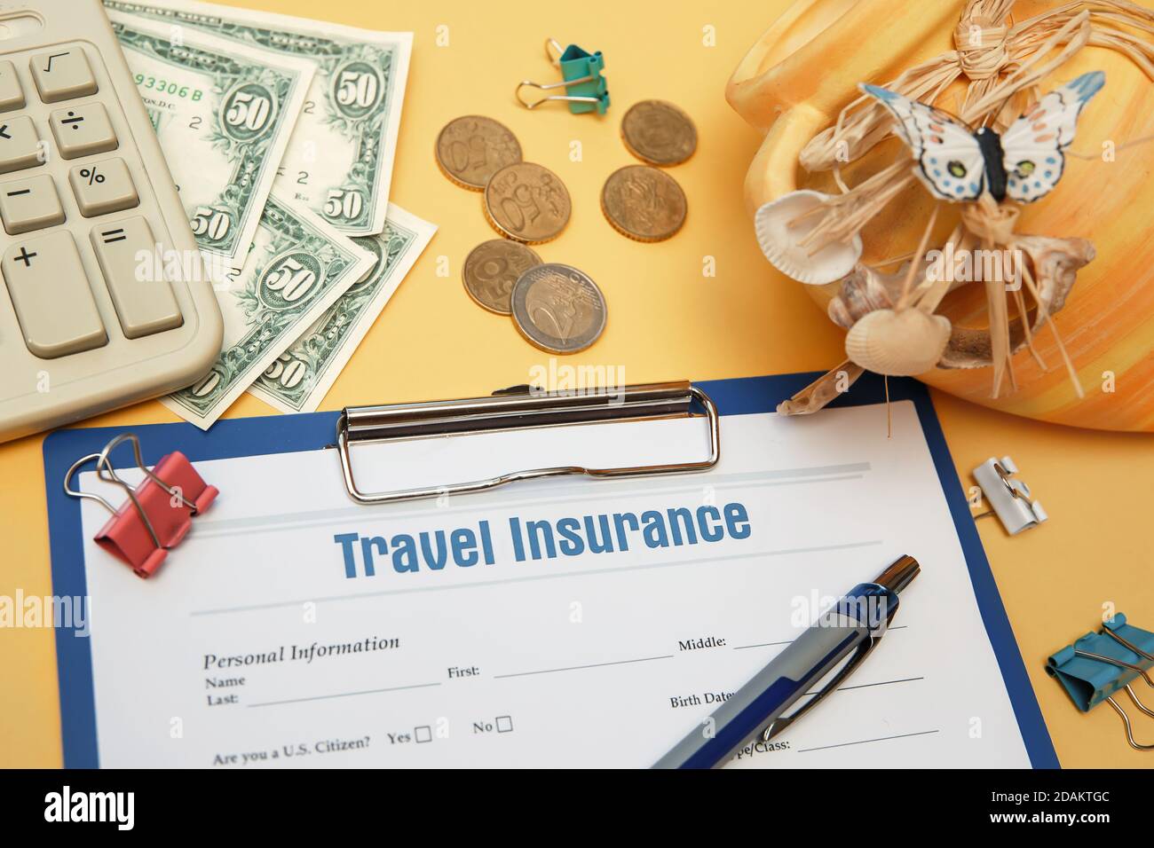 Insurance concept. Travel and Accident Insurance. Insurance policy Stock Photo