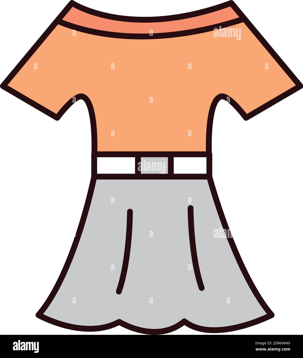 shirt and skirt female accessory clothes vector illustration line and ...