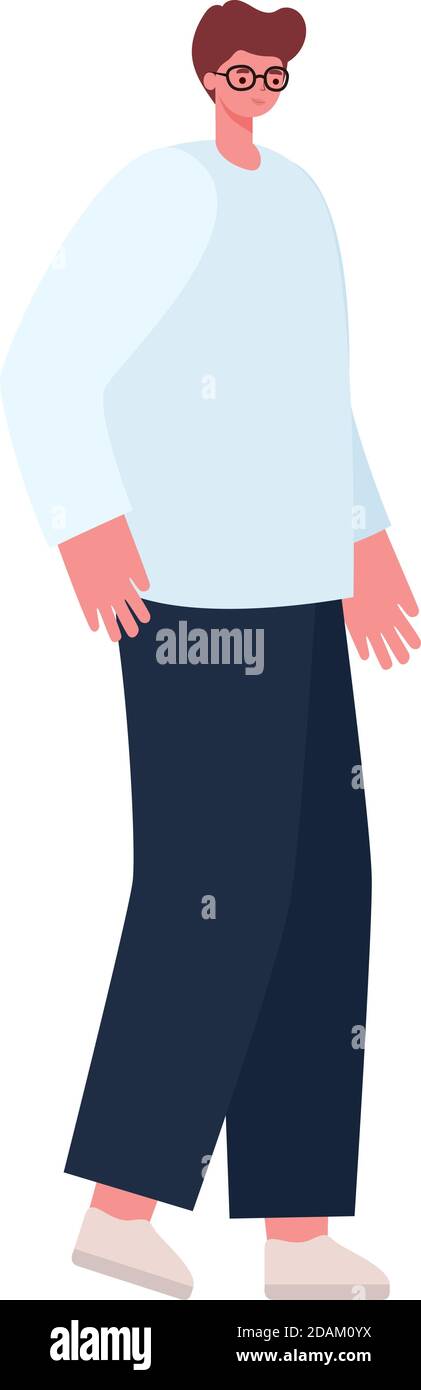man dressed in whithe shirt and white shoes Stock Vector