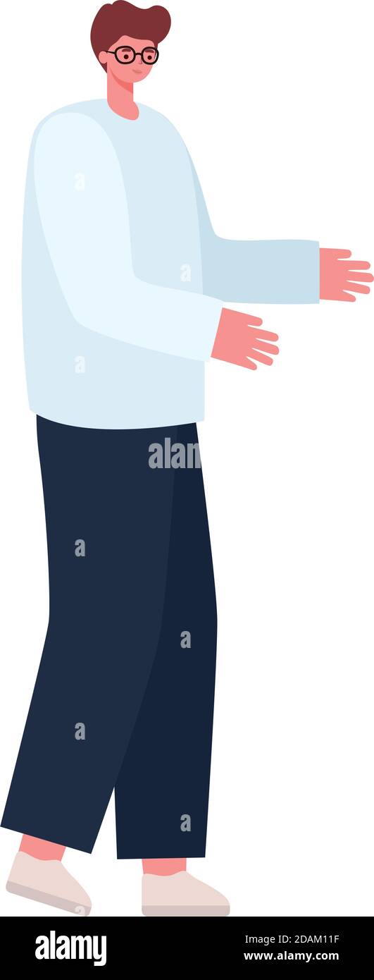 man dressed in whithe shirt Stock Vector