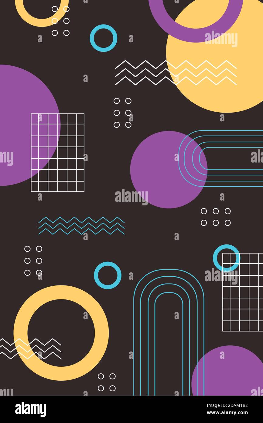 memphis geometric 80s 90s style abstract retro background design vector ...