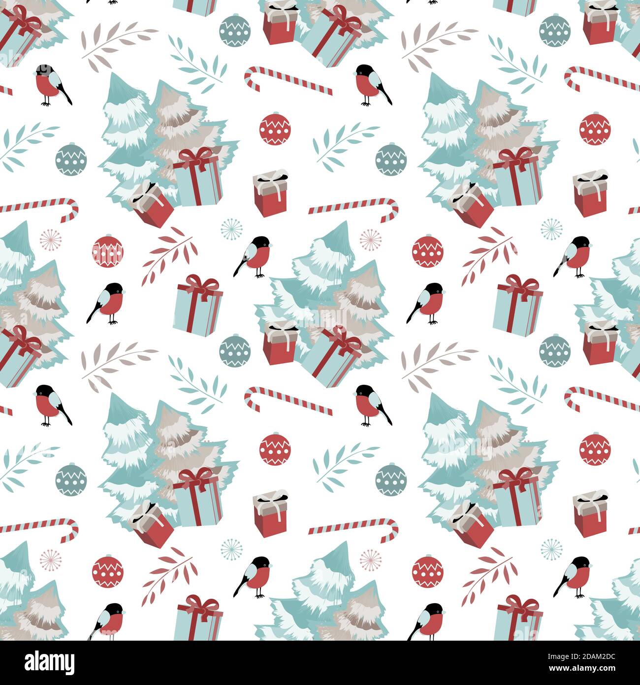 Merry Christmas, Happy New Year vector seamless pattern.  Stock Vector