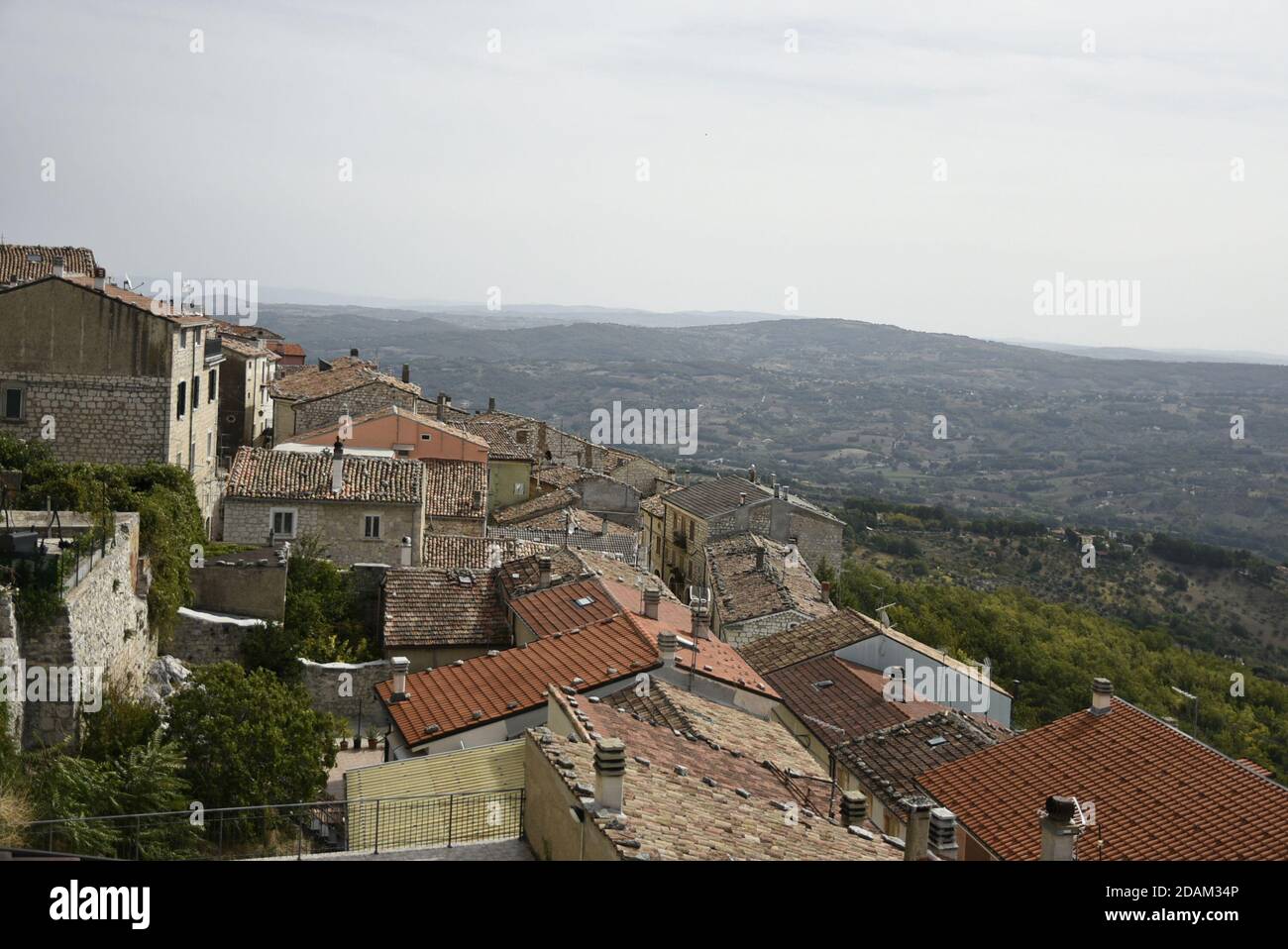 Panoramic view of Ferrazzano, a village in the mountains of the Molise region, Italy. Stock Photo