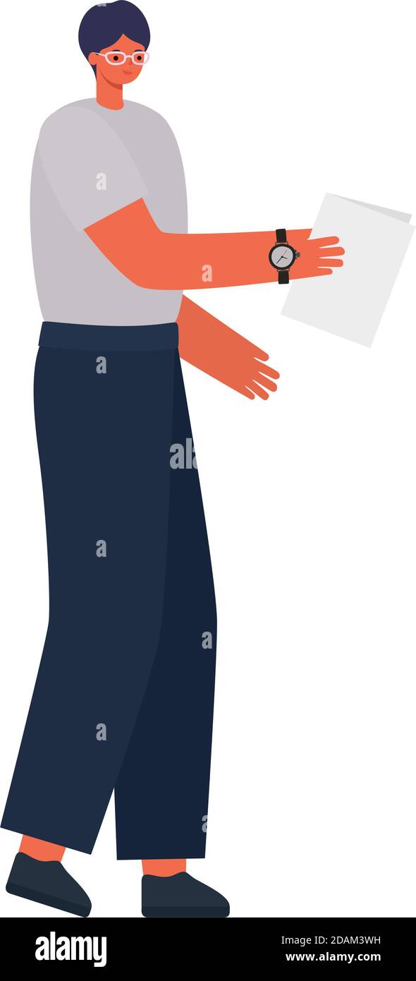 Young man glasses eye Stock Vector