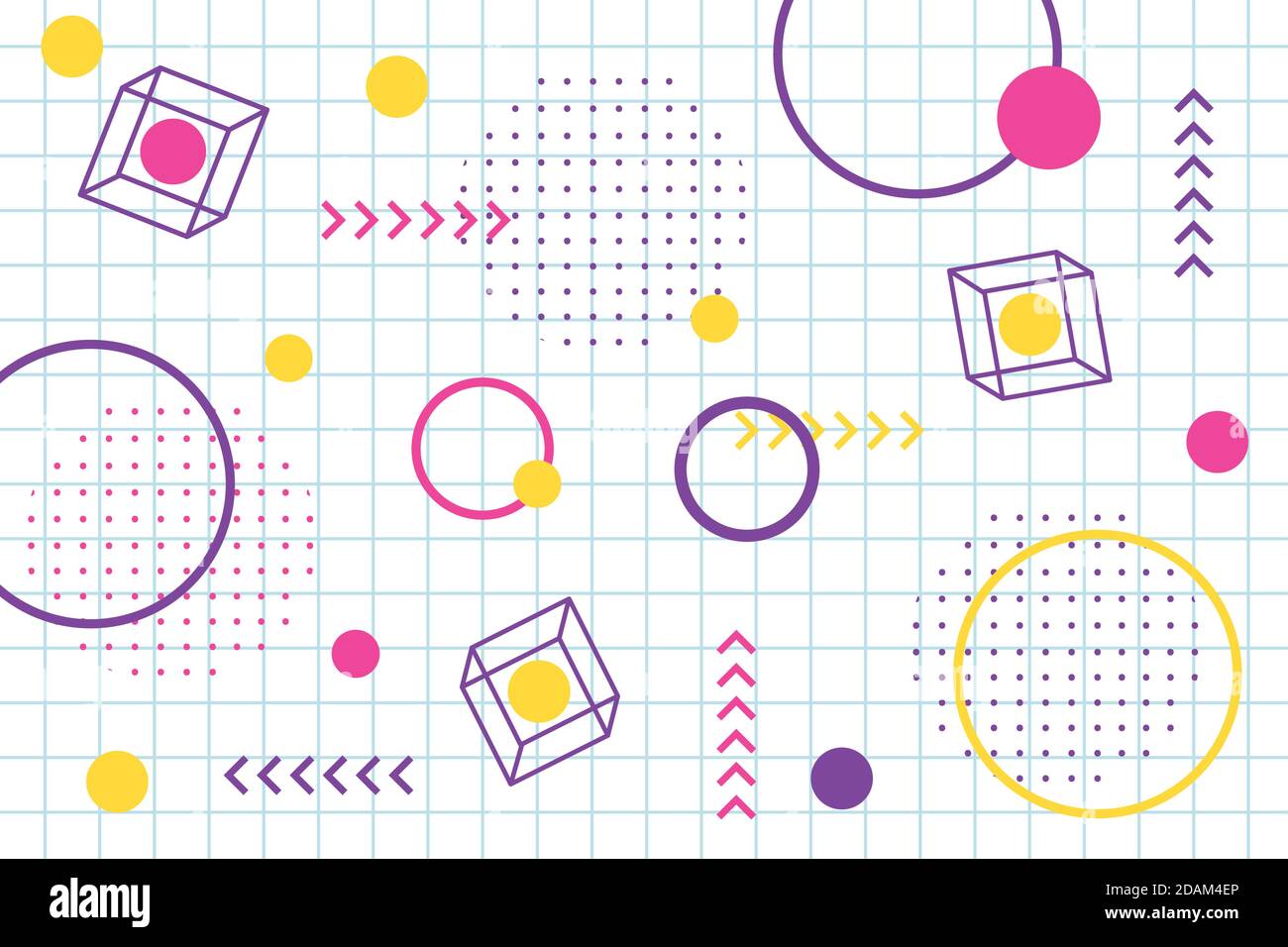 vintage memphis seamless pattern 80s 90s style abstract grid background ...