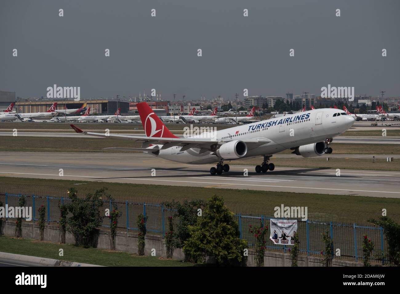 Istanbul, Turkey June 09, 2018 A Turkish Airlines jet is taking off