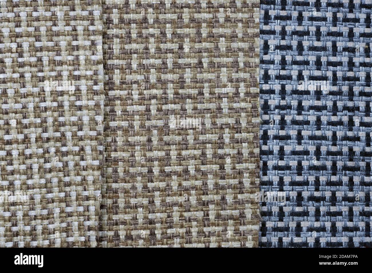 Set of upholstery fabric with a large weave top view. Thick fabric ...