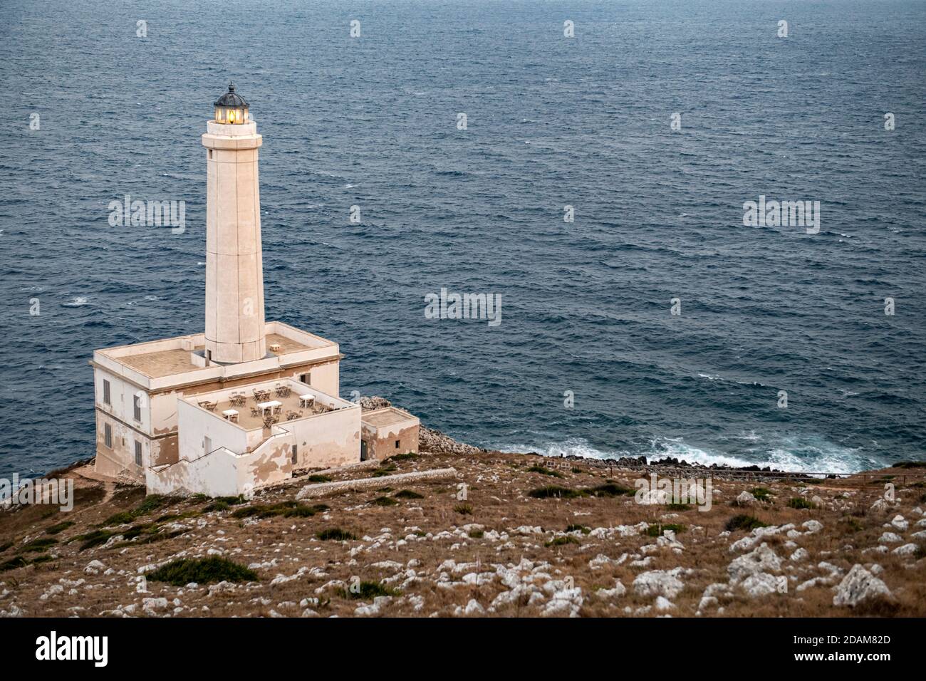 Punta Palascìa lighthouse, Capo d'Otranto, Otranto, Salento, Lecce, Puglia, Italy. Punta Palascìa is the easternmost point of Italy. Erected in 1867 Stock Photo