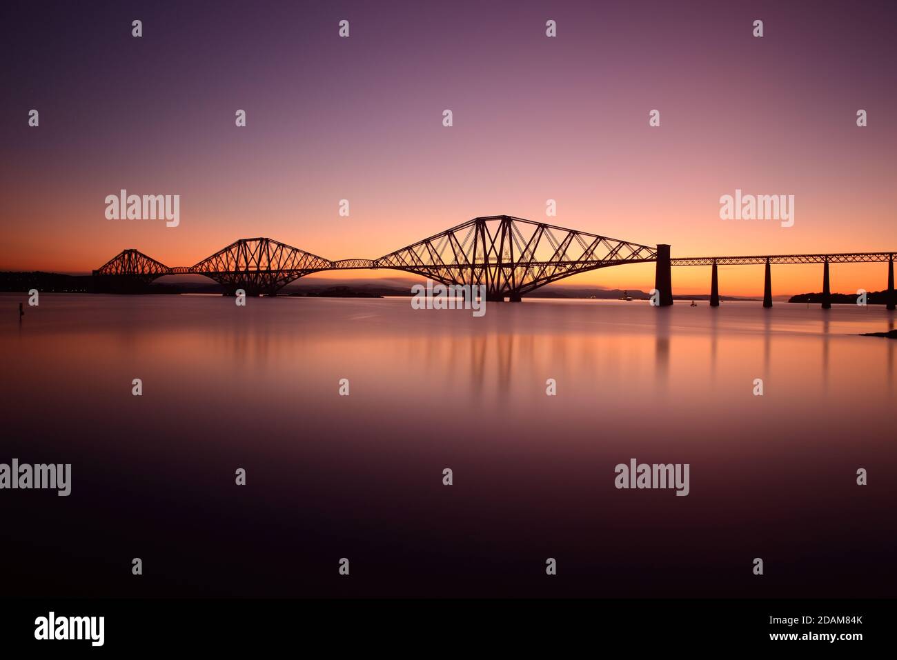 The Forth Rail Bridge at sunrise, Scotland Stock Photo