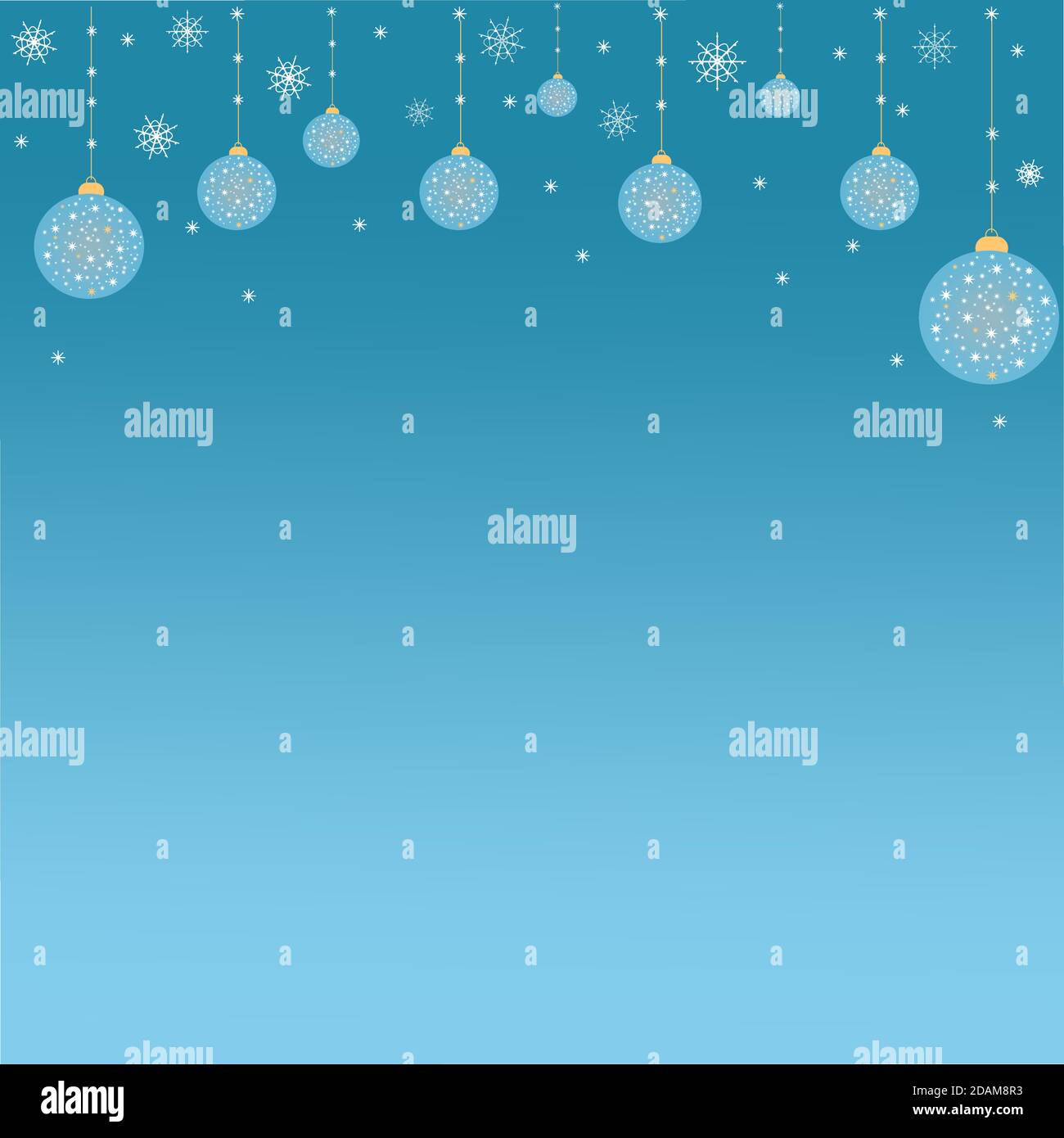 Christmas balls and snowflakes on a blue background, Vector ...