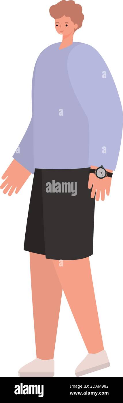 man dressed in dark shorts on whithe background Stock Vector