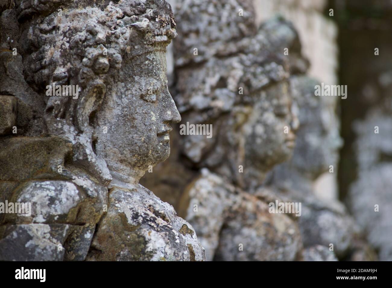 Stone carvings at the Bathing place, Goa Gajah, Bali, Indonesia, Southeast Asia Stock Photo