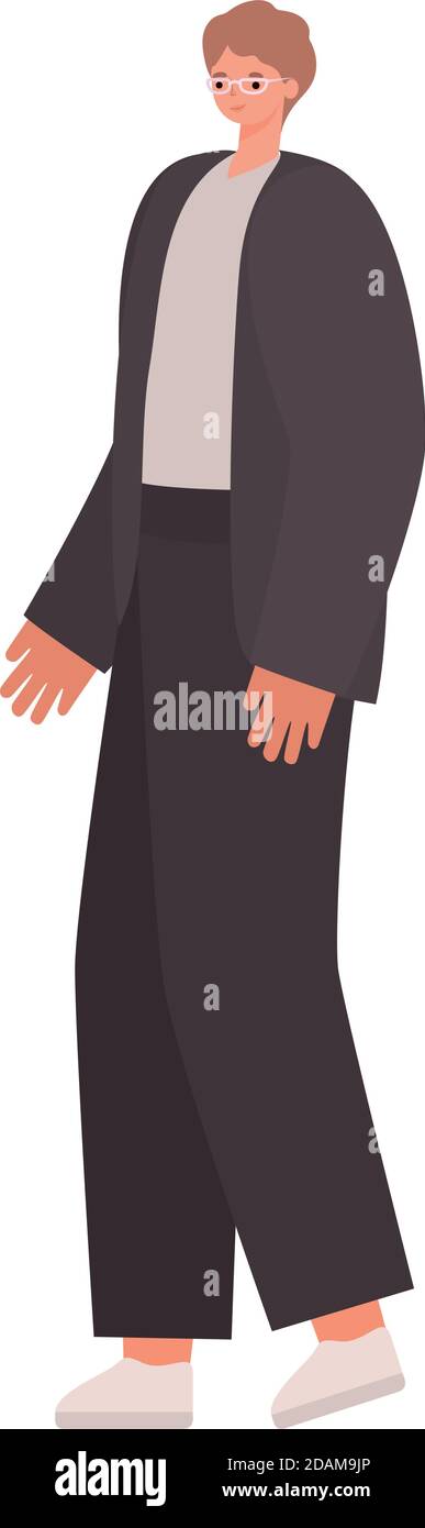 man dressed in brown suit on whithe background Stock Vector